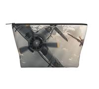 World War 2 Aircraft Airplane Print Makeup Bag Trapezoid Travel Cosmetic Organiser Stylish Storage for Beauty & Gifts for Women Girls
