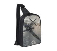 World War 2 Aircraft Airplane Printed Chest Bag Sling Bag for Men Women, Waterproof Crossbody Backpack Men Bag for Runner Workout Hiking Cycling Travel