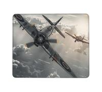 World War 2 Aircraft Airplane Printed Gaming Mouse Pad 10.3x8.3 Inches, Non-Slip Rubber Base Laptop Mousepad Desk Mat with Stitched Edges for Gamer, Office, Home