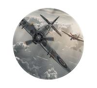 World War 2 Aircraft Airplane Printed Gaming Mouse Pad 4 PCS, Round Non-Slip Rubber Base Laptop Mousepad Desk Mat for Gamer, Office, Home