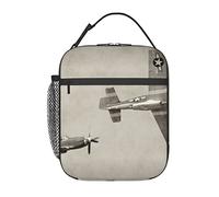 World War 2 Aircraft Airplane Printed Insulated Lunch Bag for Men Women - Durable Lunch Cooler Tote Bag for Work, School, and Travel
