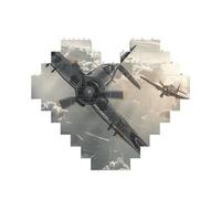 World War 2 Aircraft Airplane Printed Jigsaw Puzzle 10.8x12.8 CM, Heart-Shaped Puzzle Challenging Game for Adults, Fun Decorative Wall Decor