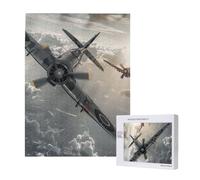 World War 2 Aircraft Airplane Printed Jigsaw Puzzle with Storage Box, Wooden Puzzle for Adults and Kids, 500 Pieces Family Fun Decorative Game