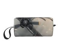 World War 2 Aircraft Airplane Printed Makeup Bag with Handle, Lightweight Portable Cosmetic Organiser for Travel, Gym & Daily Use - Gift for Women Girls