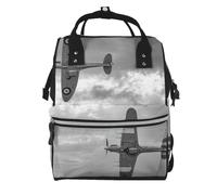 World War 2 Aircraft Airplane Prints Changing Bag Backpack Baby Diaper Bags for Mom Dad, Waterproof Nappy Rucksack Multifunctional Travel Bag