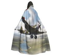 World War 2 Aircraft Airplane Prints Halloween Adult Hooded Cloak for Costume Parties and Cosplay Events