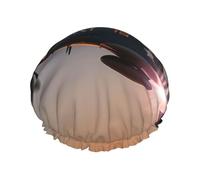 World War 2 Aircraft Airplane Shower Cap for Women Men Large Waterproof Shower Bonnet Elastic Band Bathing Hair Hat Spa Salon Caps Double Layered Reusable Bath Caps for Long Hair, Braids