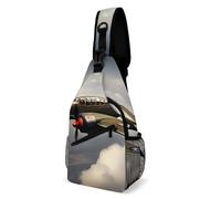 World War 2 Aircraft Airplane Sling Bag Small Crossbody Bags with Adjustable Strap Durable Chest Bag for Hiking Travel