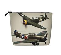 World War 2 Aircraft Airplane02 Print Cosmetic Bag for Women,Faux Linen Makeup Bag Large Capacity,Perfect for Travel Daily Use