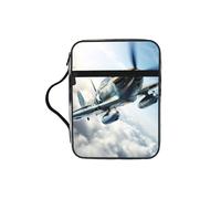 World War 2 Aircraft Airplane1 Print Book Protector Holder Case, Study Bible Carrying Case With Multiple Internal Compartments