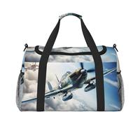 World War 2 Aircraft Airplane1 print Carry on Luggage for Women Men Shoulder Weekender Crossbody Bag for Yoga Travel Must Haves, Black, One Size