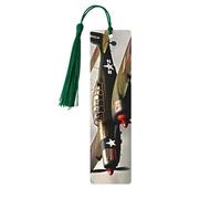 World War 2 Airplane 5 Pc Artistic Bookmark Set for Women, Tassel Wooden Bookmarks Study Supplies