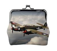 World War 2 Airplane coin purse for women,small womens wallet,small makeup bag for purse,ultra-thin retro change wallet, Black, One Size, Art Deco