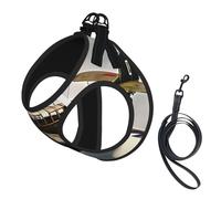 World War 2 Airplane printing Dog Harness with Leash Set, Step-in Breathable Puppy Cat Dog Vest, No Pull Adjustable Puppy Harness