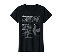 World War 2 American Aircraft B-25 Mitchell Bomber Blueprint T-Shirt, Women, Black, 3X-Large