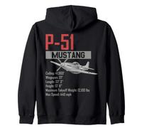 World War 2 American P51 Mustang fighter plane statistics Zip Hoodie