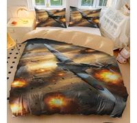World War 2 Eagle Print Duvet Cover Set - Vintage Military Aircraft Microfiber Bedding (3,Single + 50 x 75cm x2)