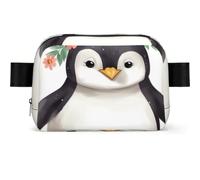 World War 2 Fanny Pack Crossbody Waist Bag Pack Waterproof Mini Belt Bag Bum Hip Bag for Men Women, Penguin Wearing Flowers, One Size