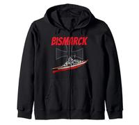 World War 2 German Bismarck Ship Model WW2 Battleship Boys Zip Hoodie