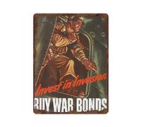 World War 2 Propaganda Retro Signs Decoration Vintage WW2 Propaganda Invest in Invasion! Vintage Tin Sign Sign Wall Plaque Poster Cafe Bar Pub Beer Club Wall Home Decor 8x12 Inch