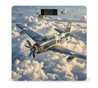 World War Aircraft Bathroom Scale for Body Weight Bathroom Weighing Scales with Back Lit LED Display Sturdy Tempered Glass Body Weight Bathroom Scale 400lb Weighing