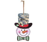 World War Aircraft Christmas Snowman Wooden Sign Winter Wooden Door Hanging Sign Vintage Snowman Christmas Decoration for Porch Wall Indoor Outdoor Home Decor