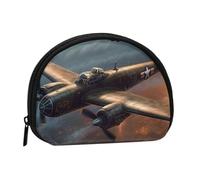 World War Aircraft Coin Purse, Mini Wallet for Women Men Gifts Change Bag with Zipper Shell Shaped Small Coin Bag Travel Organizer Change Storage Pouch for Cash, Cards, Keys, Lipstick