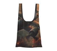 World War Aircraft Foldable Shopping Bag In Pouch Reusable Shopping Bags