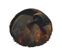 World War Aircraft Shower Cap Reusable Double Layered Bath Cap Waterproof Hair Cap with Elastic Band Bathing Hat Spa Salon Shower Hat for Women Men