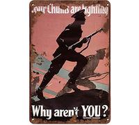 World War I One Tin Sign Metal Poster Retro Vintage Metal Tin Sign WWI Signs & Home Bar Kitchen Wall Decor Signs 12X8Inch Vintage & Retro Style WII-42