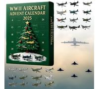 World War II Aircraft Advent Calendars 2025, 24 Days WW2 Fighter Jets Ornaments Christmas Countdown Calendar, World War II Airplane Pendant Advent Calendars (Green)