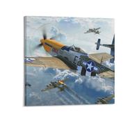 World War II Fighter Poster North-American P-51D Mustang Poster Decorative Painting Canvas Wall Posters And Art Picture Print Modern Family Bedroom Decor Posters 28x28inch(70x70cm)