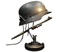 World War II Helmet & Bayonet Table Lamp - Retro Desk Statue Gift