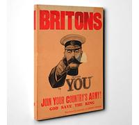 World War II Kitchener Wants You Poster Canvas Print | Gallery Wrapped 30mm Frame Wall Art | 30x20 inches | Ready to Hang | Modern Picture | Living Room Bedroom Lounge Office