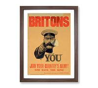 World War Ii Kitchener Wants You Poster Vintage Framed Print | A3 Walnut Framed Wall Art | Ready to Hang | Classic Map Picture | Living Room Bedroom Lounge Office