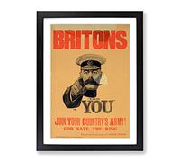 World War Ii Kitchener Wants You Poster Vintage Framed Print Black A4