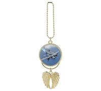 World War II Plane Flying Over The Ocean Car Rear View Mirror Pendant for Women Charm Decor Interior Hanging Accessories