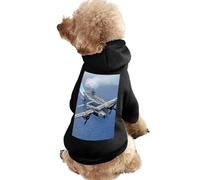 World War II Plane Flying Over The Ocean Casual Pet Hoodie Clothes for Dog Cat Coat Outfit with Hat
