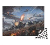 World War II Tanks Battle 1000 Piece Jigsaw Puzzle Paper for Adults Warplane Scene Puzzle Game for Family Relaxing Gift 52x38cm/1000pcs
