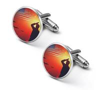 World War II U.S. Flag Soldier Shirt Cufflinks for Men Cuff Links Tie Father Husband Wedding Business 1.7cm
