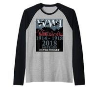 World War One WW1 WWI 100 Years Anniversary Momento Raglan Baseball Tee