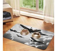 World War Pet Feeding Mat Absorbent Pu Leather Dog Cat Food Mats Contain Spills Protects Floors, Anti-Slip Rubber Backing Dog Bowl Mats Easy Clean Pet Placemats 30x45cm