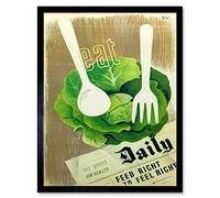 World War Two Health Food Eat Vegetables Art Print Framed Poster Wall Decor 12x16 inch