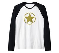 World War Two WW2 Allied Star in Circle Raglan Baseball Tee