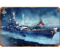 World Warships, World of Warships, video games, World War II Metal Tin Sign Retro Wall Decor for Home Gate Garden Bars Restaurants Cafes Office Store Pubs Club Sign Gift 12 X 8 INCH Plaque Tin Sign