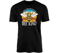 World Where You Can Be Anything. Bee Kind Black T-Shirt Tee Top Nature Vintage Retro Style Wasp Honey Hive Flower Pollen Love Quote Phrase Sign Present Gift(Large)