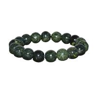 WORLD WIDE GEMS Natural Dainty Serpentine Gemstone round 10mm smooth 7inch Beads Stretchble bracelet crystal healing energy stone bracelet for Women & Men Adjustable Size