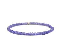 WORLD WIDE GEMS Natural Dainty Tanzanite Stretch Gemstone rondelle 3mm faceted 7inch Beads Stretchble bracelet crystal healing energy stone bracelet for Women & Men Adjustable Size