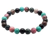 WORLD WIDE GEMS Natural Tinnitus Gemstone rondelle 8mm smooth 7inch Beads Stretchble bracelet crystal healing energy stone bracelet for Women & Men Adjustable Size