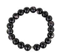 WORLD WIDE GEMS WWG Hypersthene 10mm rondelle smooth 7inch Natural Gemstones Beaded Bracelets for Men Women Healing Crystal Stretch Beaded Bracelet Unisex